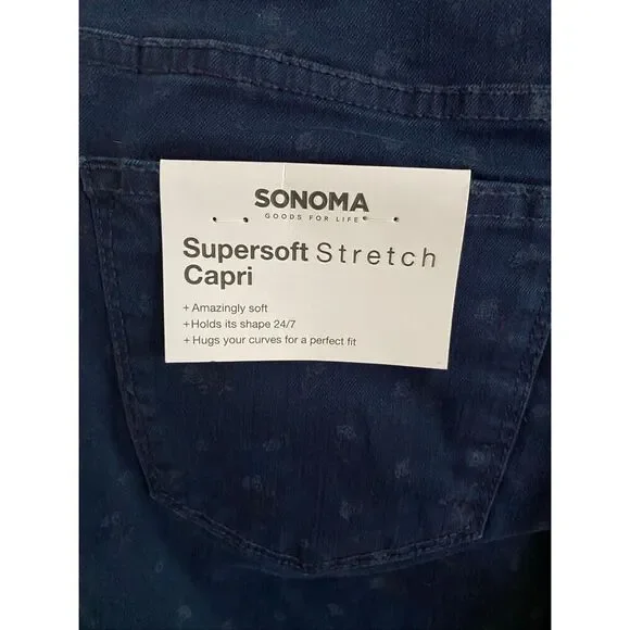 Sonoma dark wash capris with subtle print size 8 - Picture 7 of 10